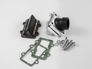 Alimentazione comp. 8.1-K4 per 70cc, collettore orientabile, per carburatore Ø30mm, carter 8.1 versione Piaggio e Minarelli.