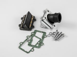 Alimentazione comp. 8.1-K4 per 70cc, collettore orientabile per carburatore Ø25 e 19mm, per carter 8.1 versione Piaggio e Minarelli.